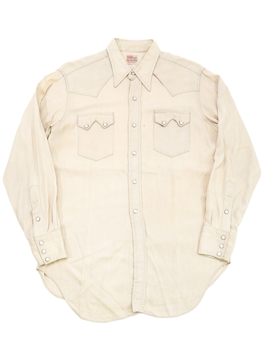 50's Levi's ショートホーン ストライプ織 ウエスタンシャツ 実寸(M位)