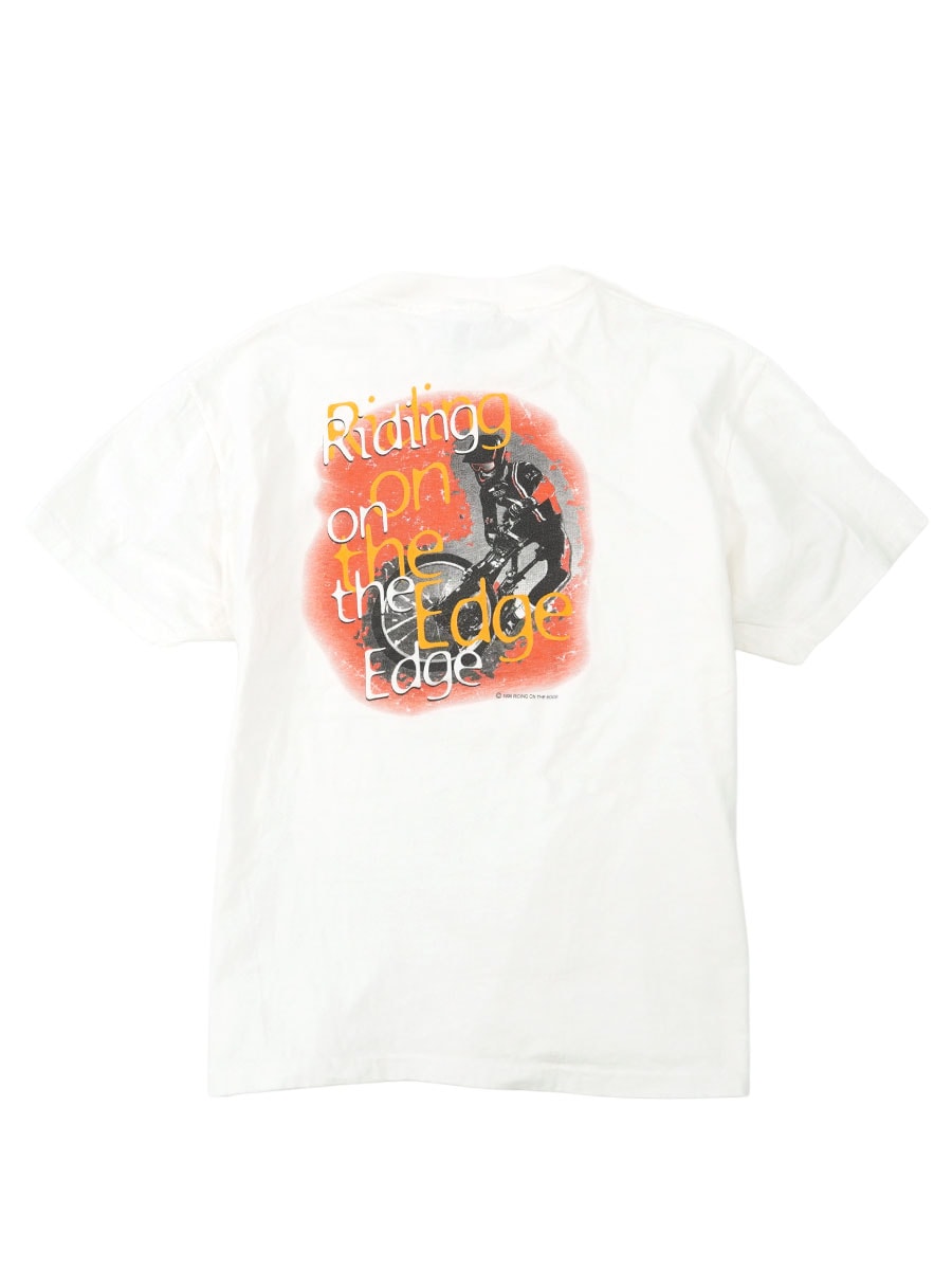 90's Hanes ''Riding on the Edge'' 両面プリントTシャツ ホワイト 表記(L)
