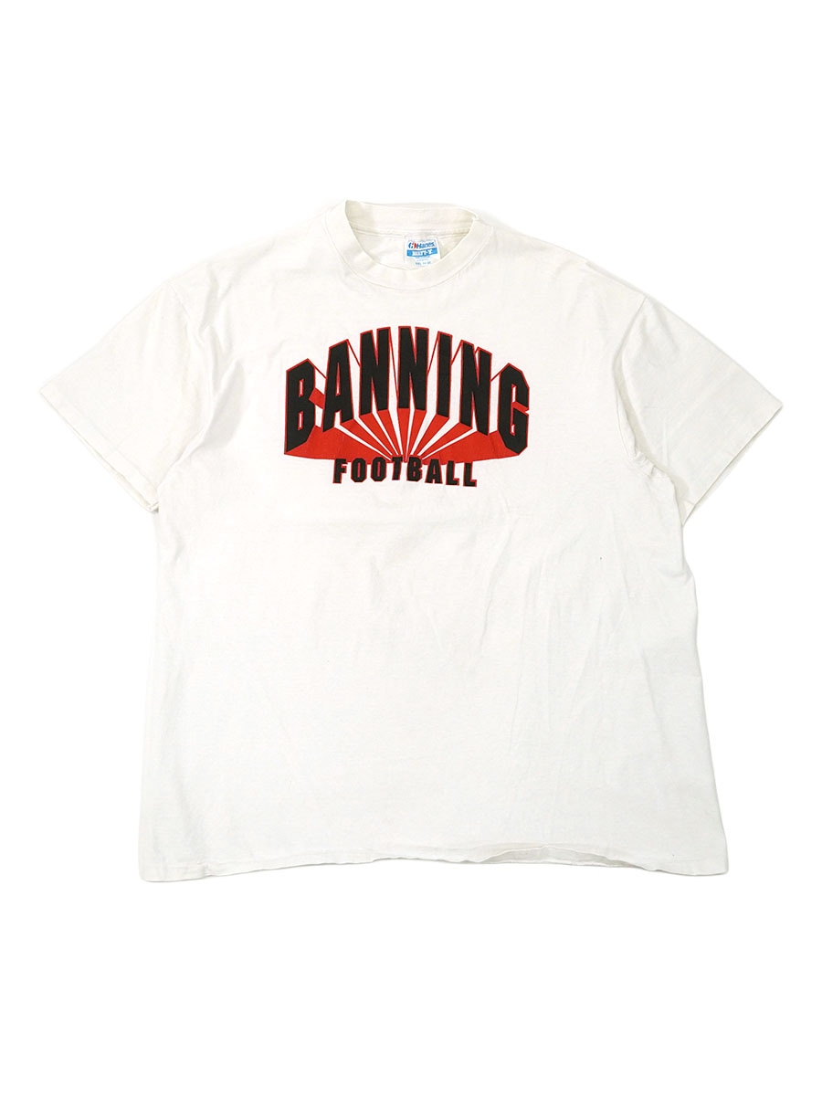 80's Hanes ''BANNING FOOTBALL'' 100%コットン Tシャツ ホワイト 表記(XXL) USA製