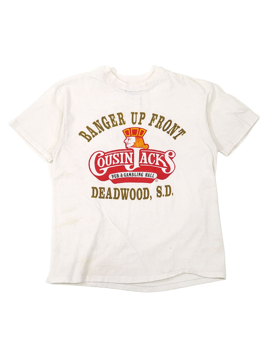 80's Hanes ''COUSIN JACKS'' 両面プリント 100%コットン Tシャツ ホワイト 表記(L) USA製