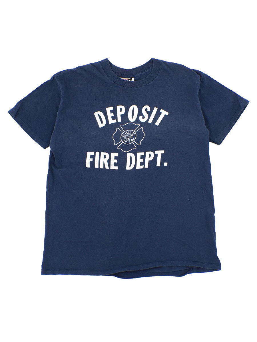 90's WearGuard ''DEPOSIT FIRE DEPT.'' Tシャツ ネイビー 表記(XL) USA製