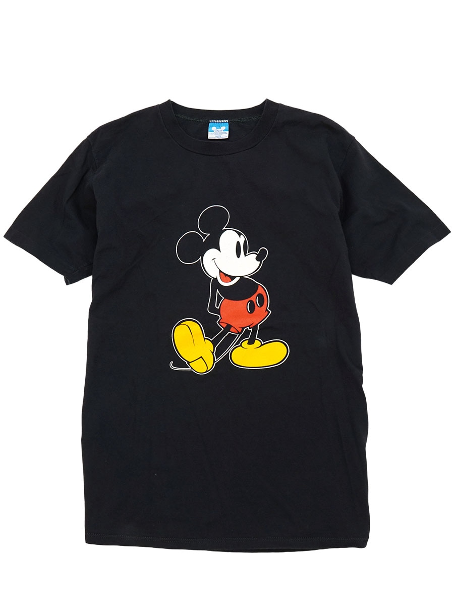 80's Disney ミッキーマウス Tシャツ ブラック！ 表記(L) USA製