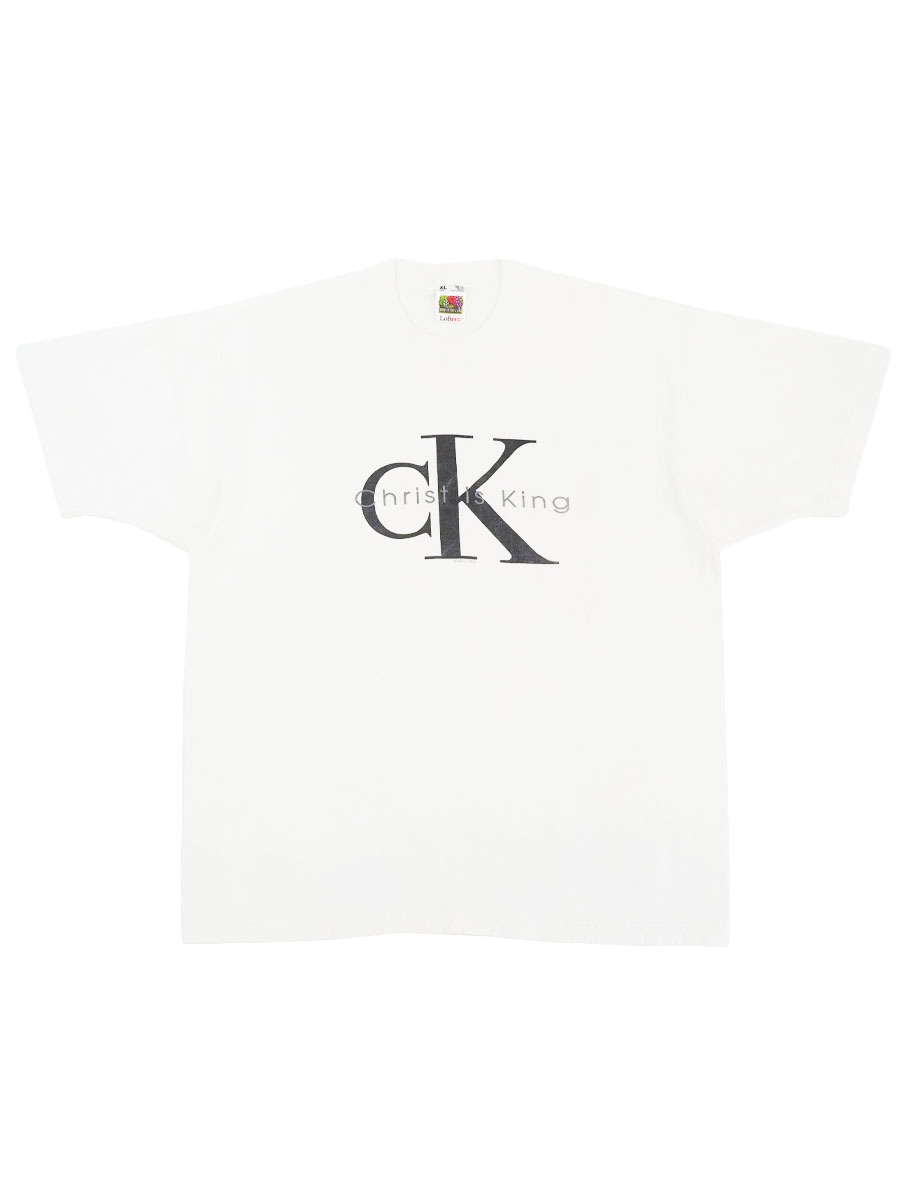 90's FRUIT OF THE LOOM ''Christ is King'' パロディプリント Tシャツ ホワイト 表記(XL) USA製