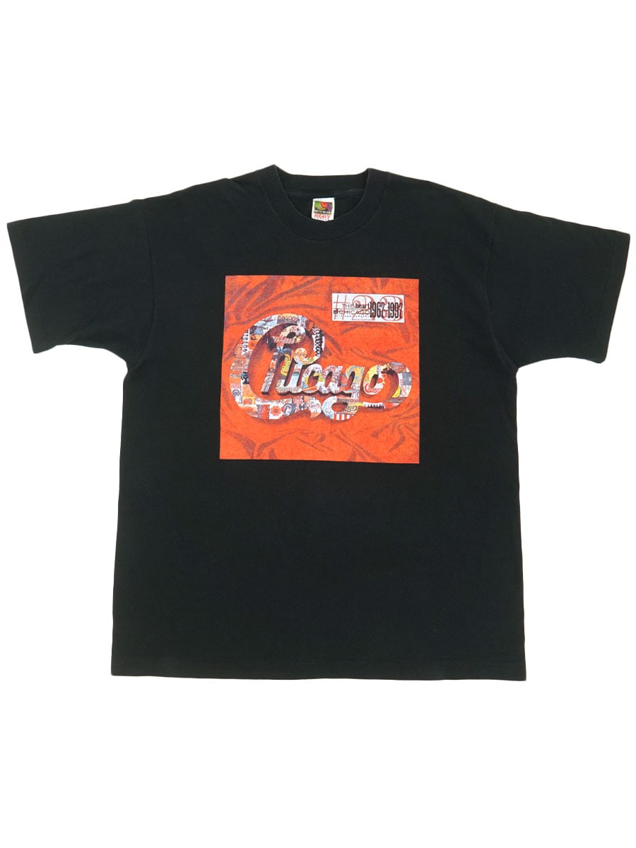 90's FRUIT OF THE LOOM Chicago ''TOUR 1997'' 両面プリント Tシャツ ブラック 実寸(XL位)