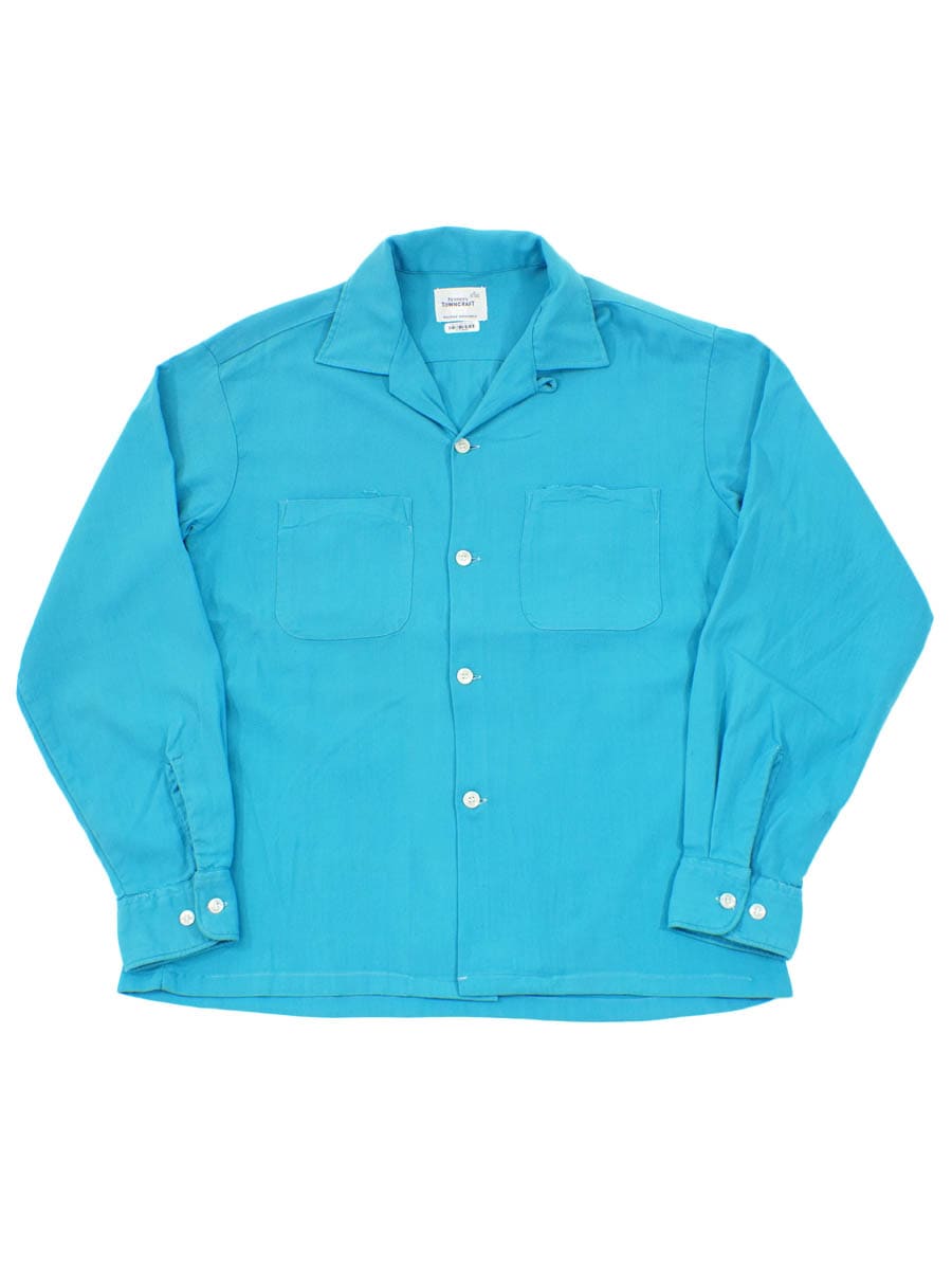 60's PENNEY'S TOWNCRAFT ループカラー レーヨンシャツ ターコイズブルー 表記(M)