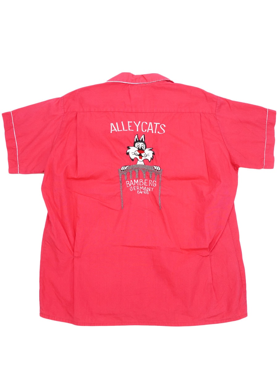 60's～ Smaky ''ALLEY CATS'' ボーリングシャツ ショッキングピンク 実寸(XL位)