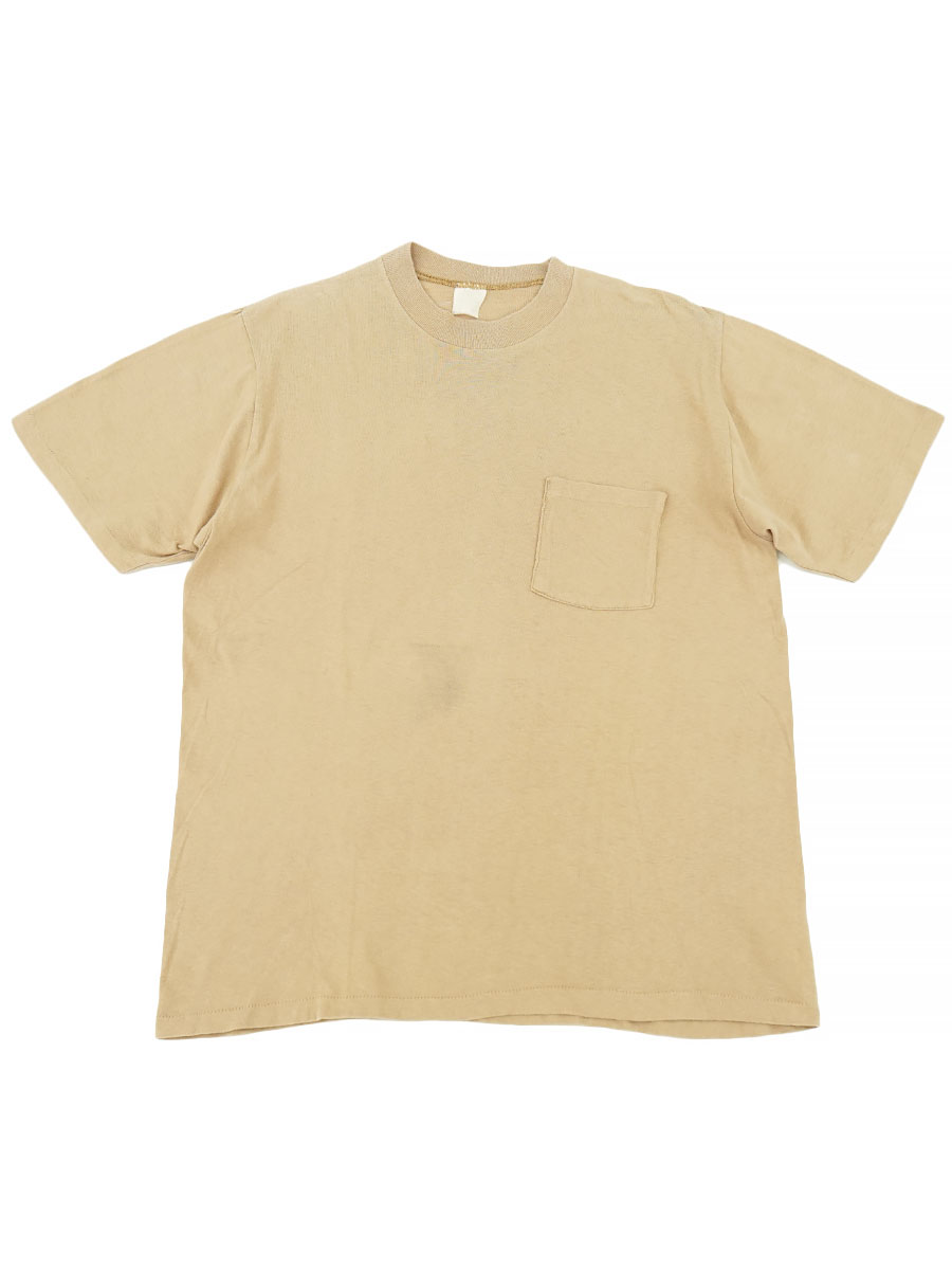 70's HI CRU 無地 ポケットTシャツ ベージュ 実寸(M位)