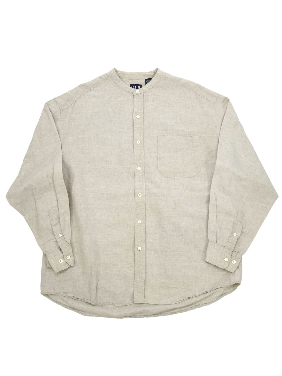 90's GAP リネン/コットン スタンドカラー ロングスリーブシャツ 表記(L)