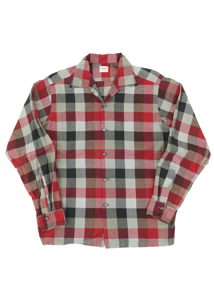 60's SAKS FIFTH AVENUE 100％コットン チェック柄 ロングスリーブシャツ 表記(M) 