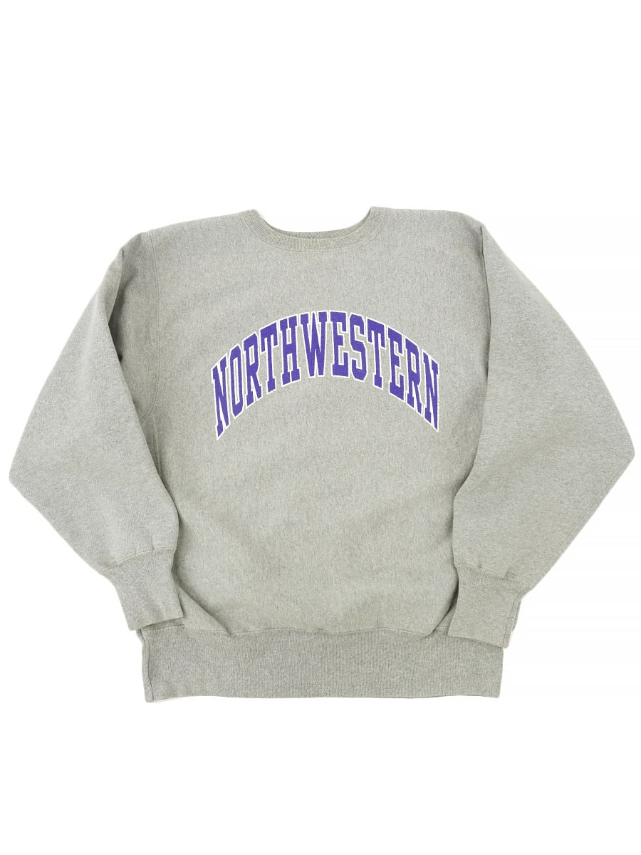 90's 刺繍タグ チャンピオンRW ''NORTHWESTERN'' レアカラー 杢なしグレー 表記(XL) USA製