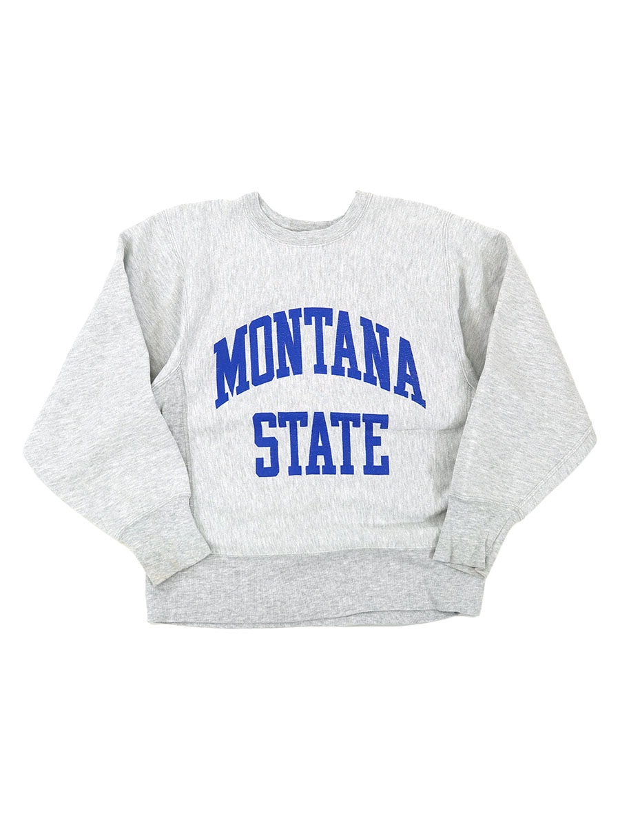 80's プリントタグ チャンピオン RWクルー ''MONTANA STATE'' グレー 表記(M) USA製