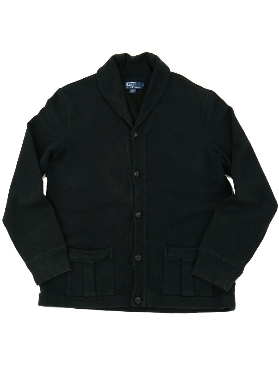 RRL スウェットカーディガン ショールカラー 00s ラルフローレン ショールカラー スウェットカーディガン 黒 表記(L