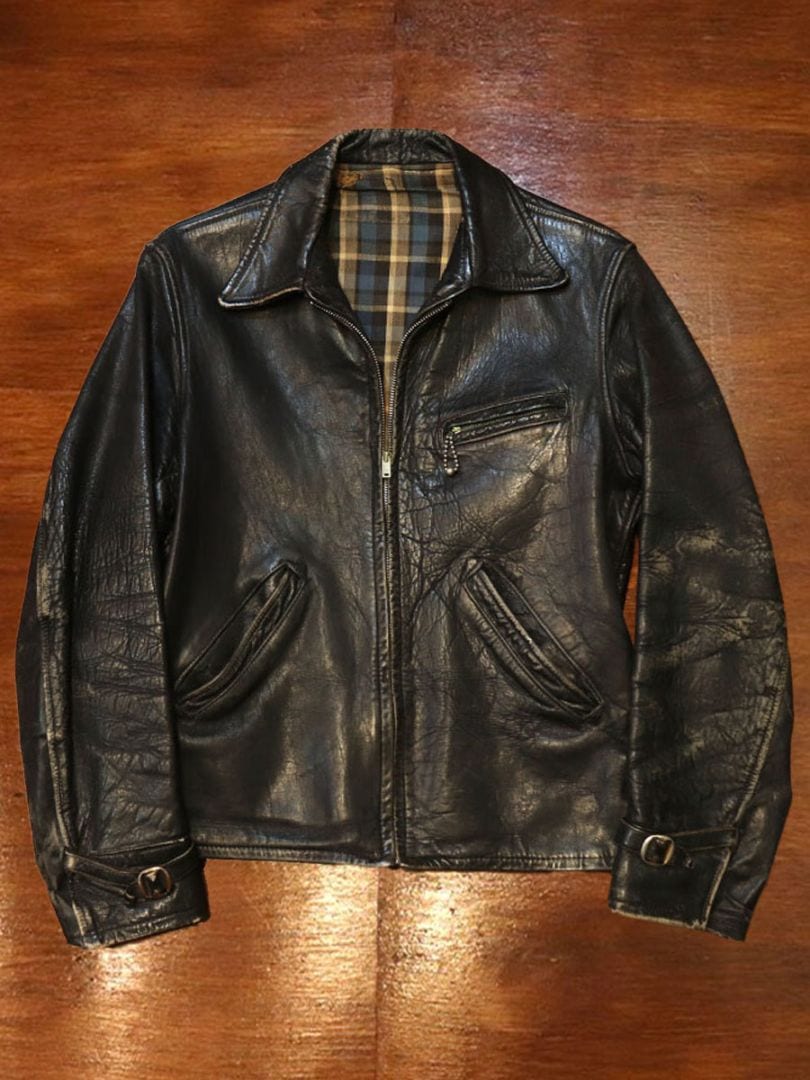 1930s LEATHER JACKET , BALL CHAIN , Size 36
