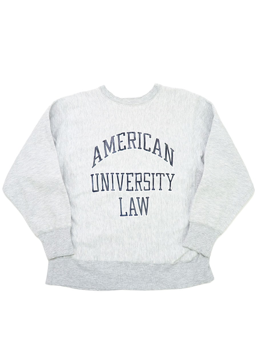 80's プリントタグ チャンピオンRW ''AMERICAN UNIVERSITY LAW'' 3段プリント 表記(L)