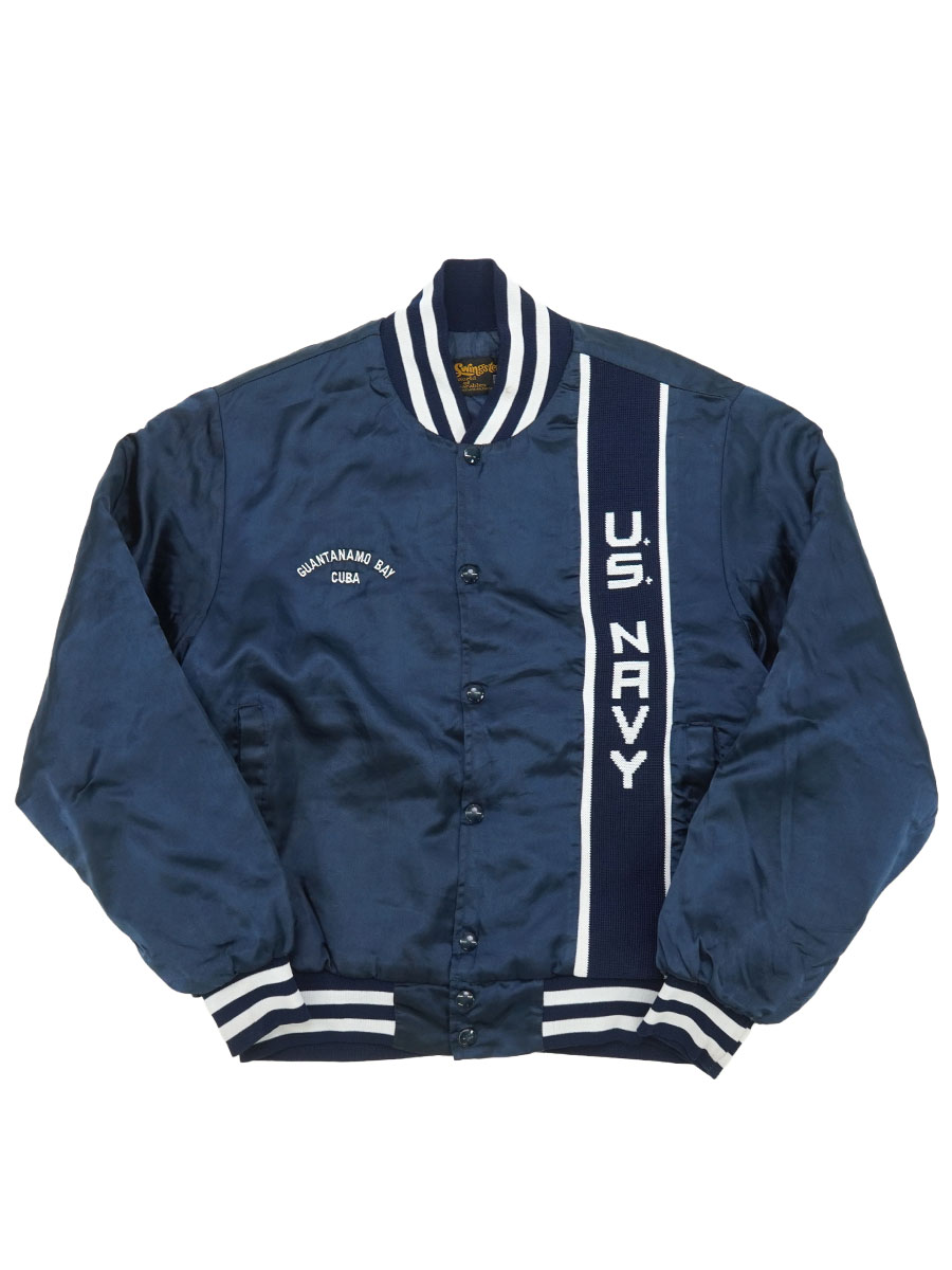 80's Swingster ''U.S.NAVY'' サテンスタジャン ネイビー 表記(M