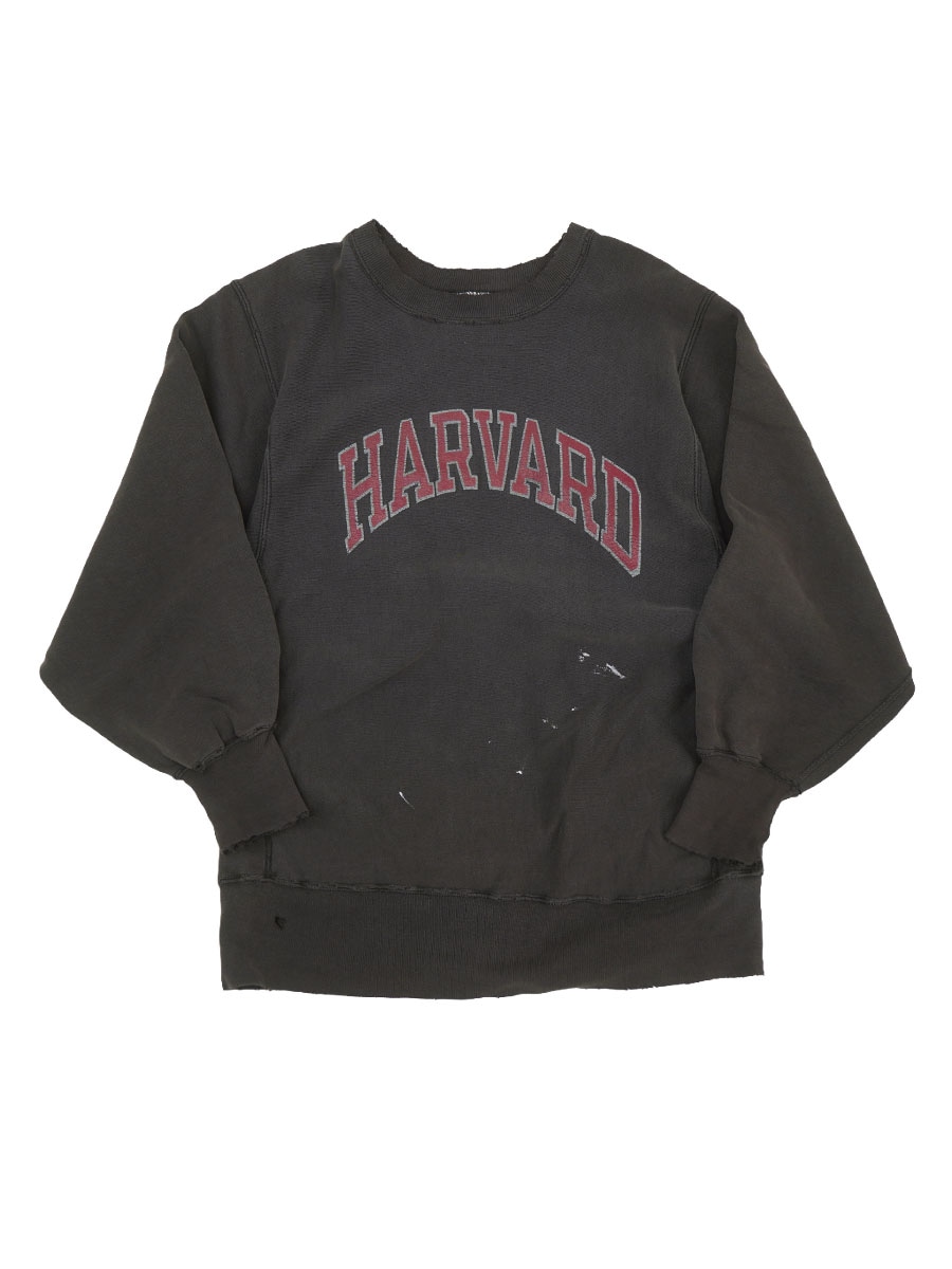 80's プリントタグ チャンピオン RWクルー ''HARVARD'' フェードブラック 表記(L) USA製