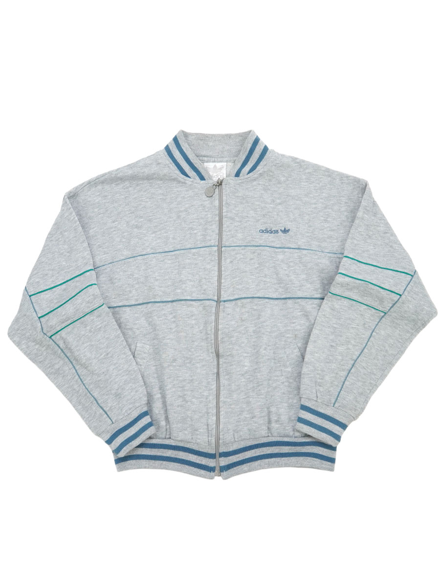 80's adidas フルジップ スウェットジャケット グレー×ムーンストーン