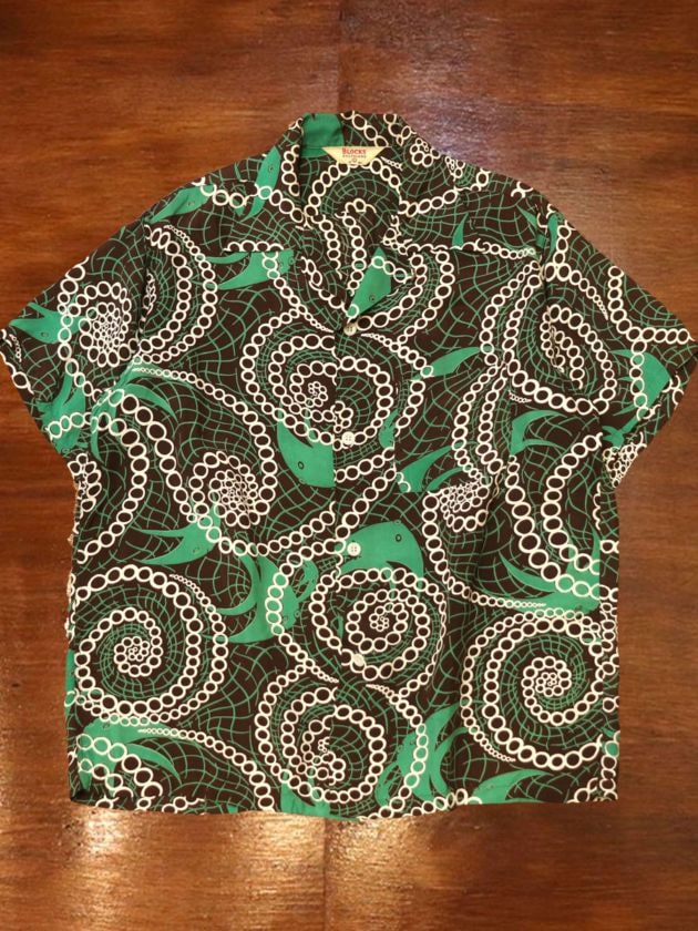 1950s S/S RAYON SHIRT , Size L