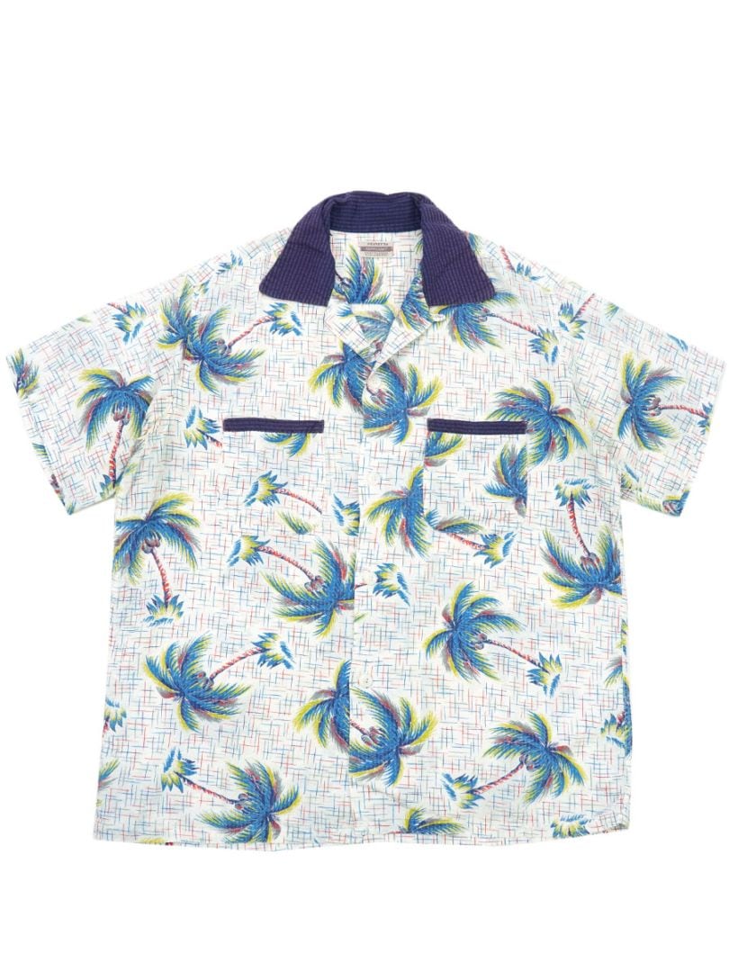 50's PENNEY'S TOPFLIGHT ループカラー サッカーシャツ 総柄 表記(M)
