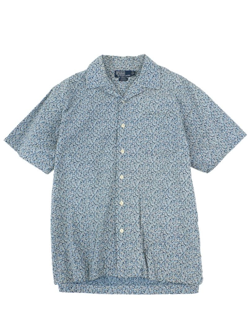 ラルフローレン ADAMS 100％コットン フラワー柄 ループカラー ショートスリーブシャツ 表記(M) 
