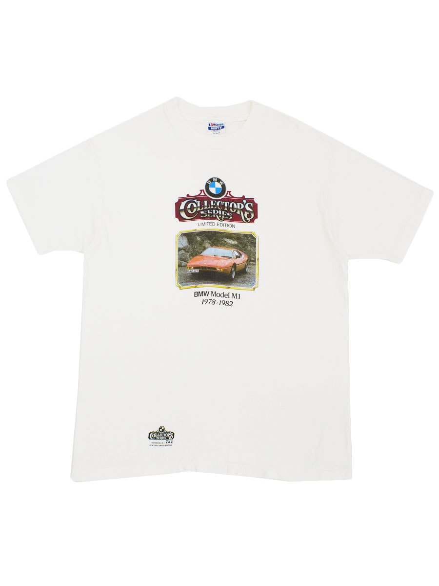 80's Hanes BMW ''COLLECTOR'S SERIES LIMITED EDITION BMW Model M1 1978-1982'' Tシャツ ホワイト 表記(XL) USA製