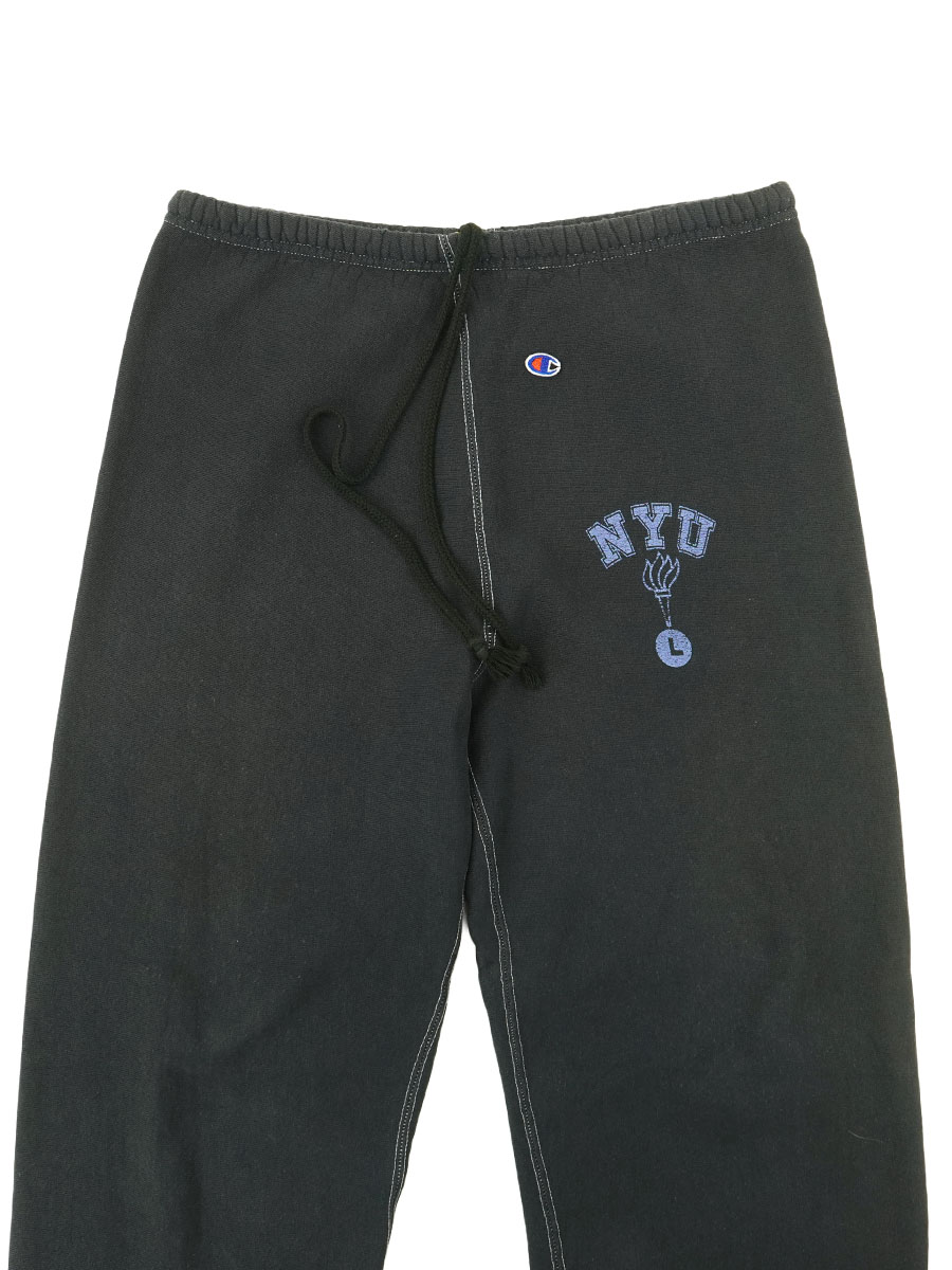 90's チャンピオンRWパンツ ''NYU'' 3段プリント ブラック 表記(L) USA製