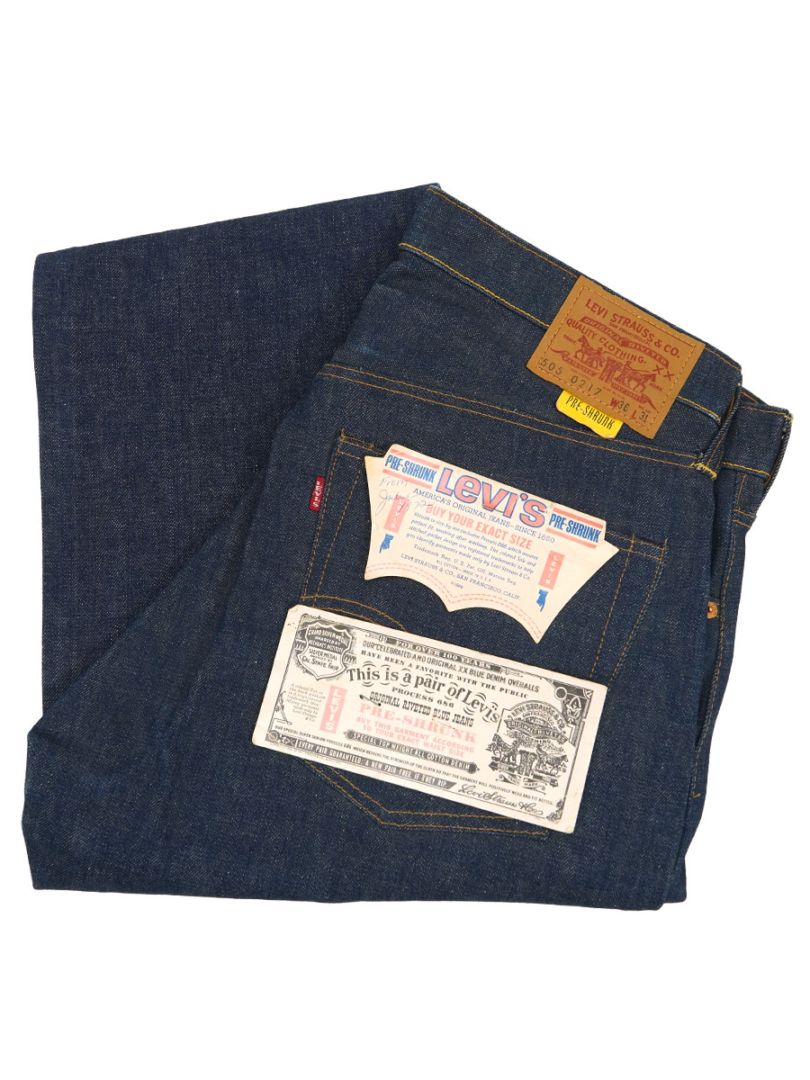 70's Levi's 505 BIG-E デニムパンツ 真っ紺 大文字表記 赤耳 表記(36x31) フラッシャー付きNOS