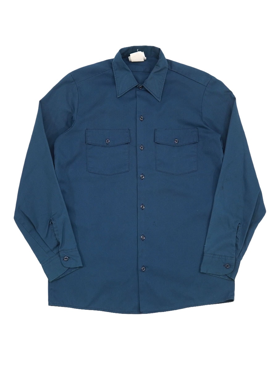 90's～ Dickies ロングスリーブ ワークシャツ ネイビー 表記(15-15 1/2)