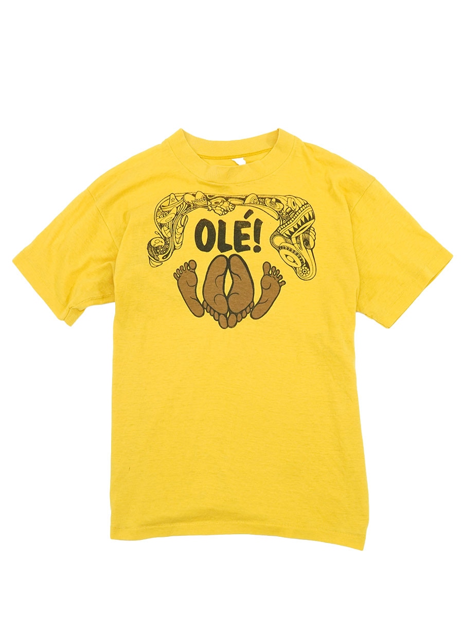 70's ''OLE！'' Tシャツ イエロー 実寸(L位) 