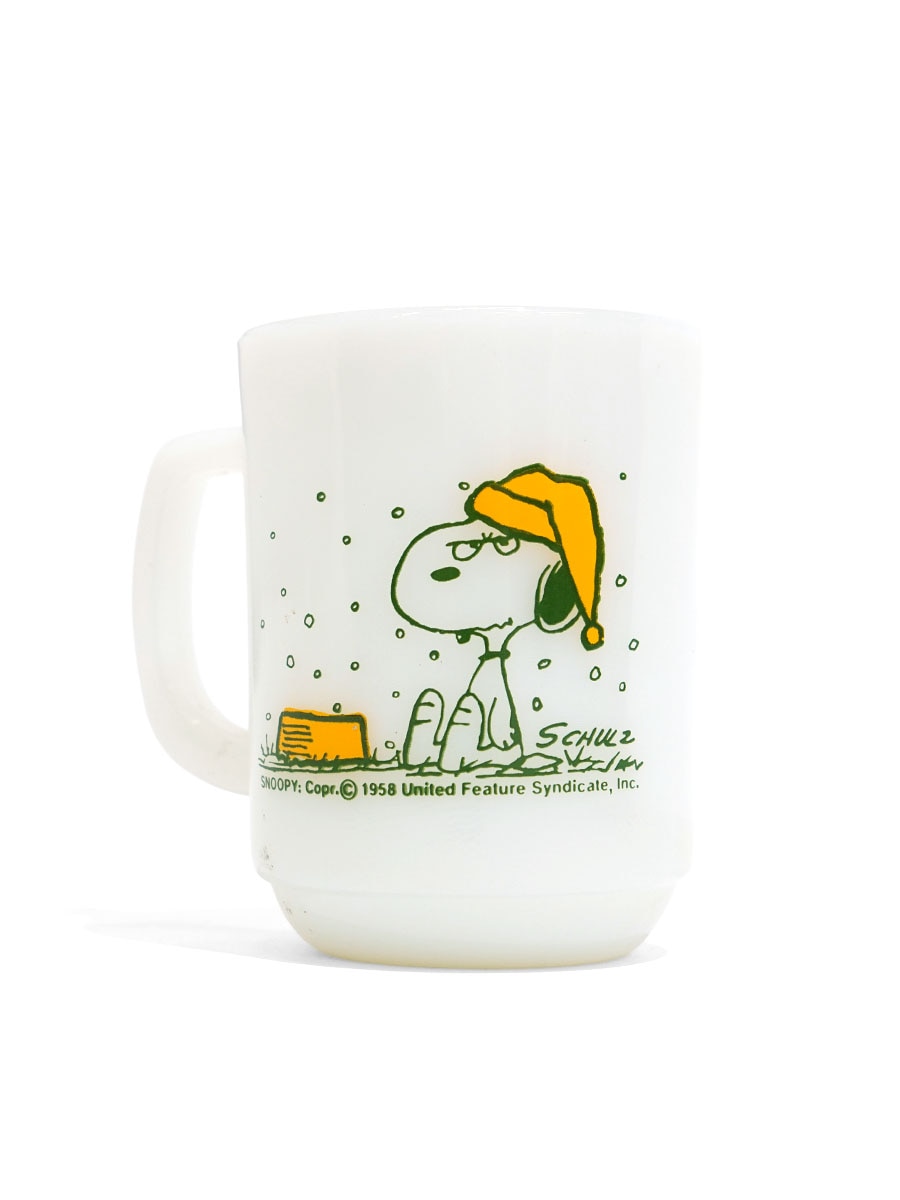 60's～ Fire-King スヌーピー ''I HATE IT WHEN IT SNOWS ON MY FRENCH TOAST!'' 9オンスマグ