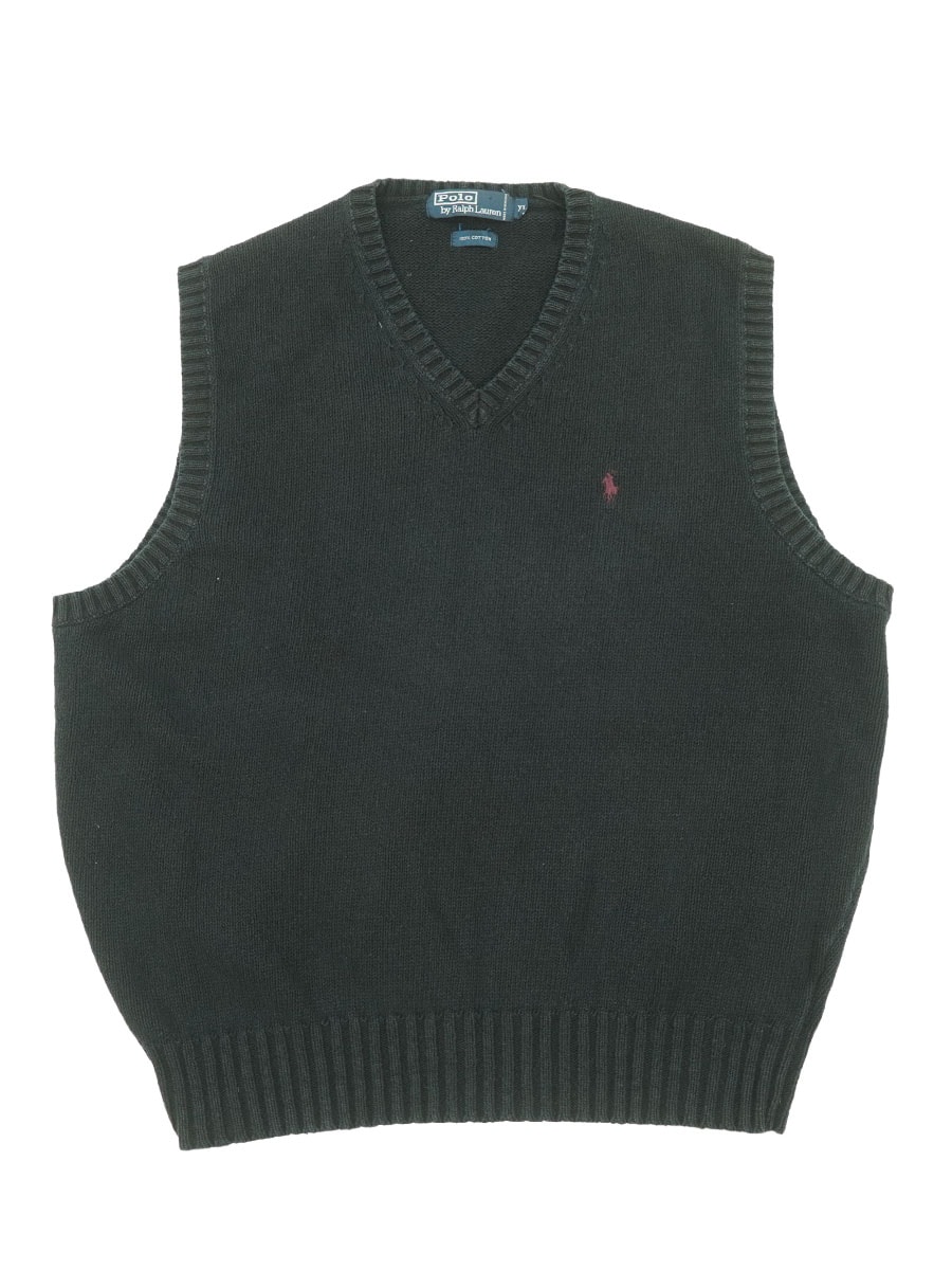 ラルフローレン コットン ニットベスト ブラック 表記(XL) | NEW ITEM