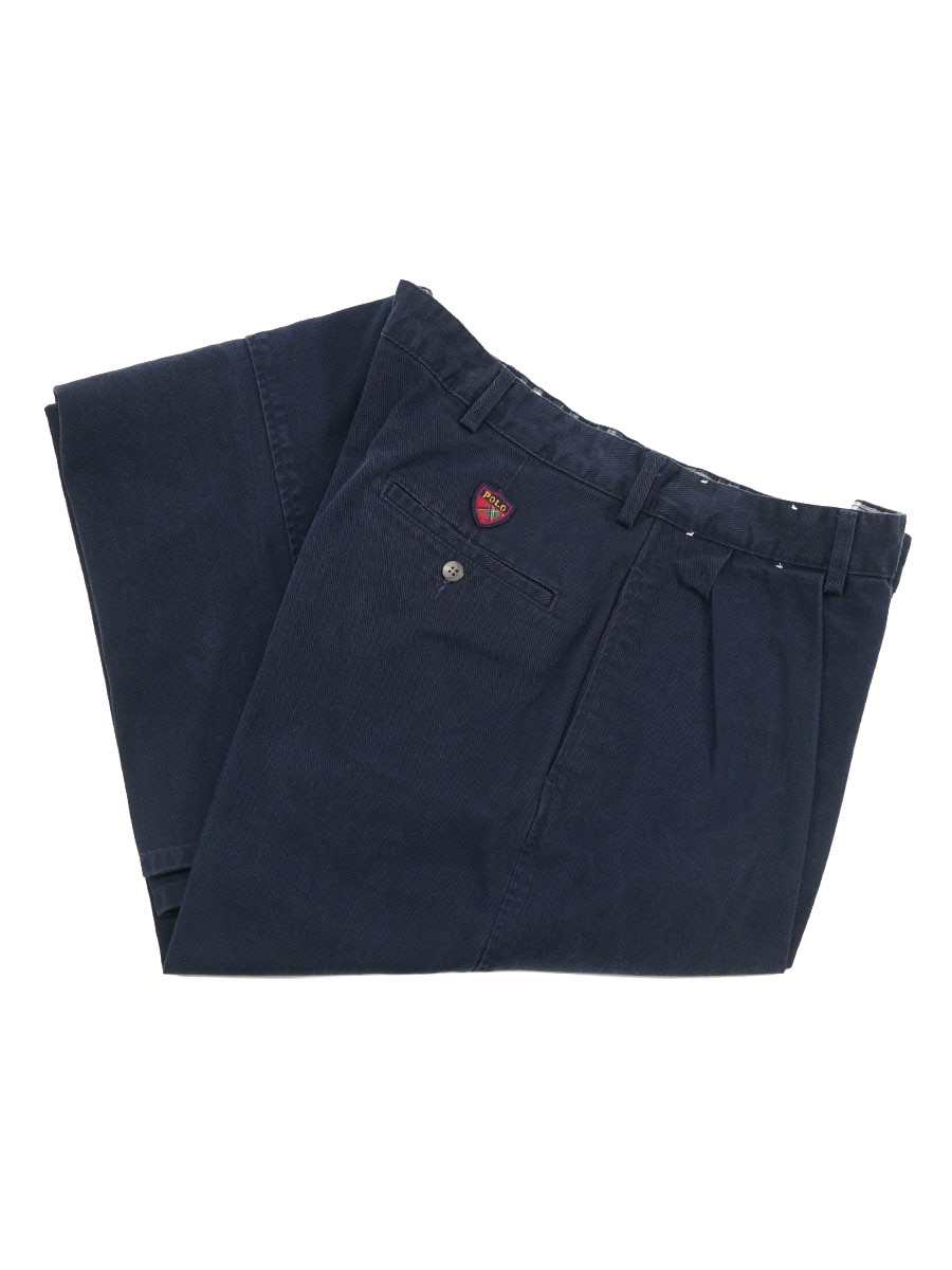 ラルフローレン THE CLASSIC GOLF PANT 2タック コットンチノパンツ ベージュ ネイビー 表記(W36 L34) USA製
