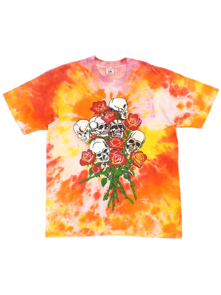90's FRUIT OF THE LOOM FASHION VICTIM ''スカル&ローズ'' タイダイT