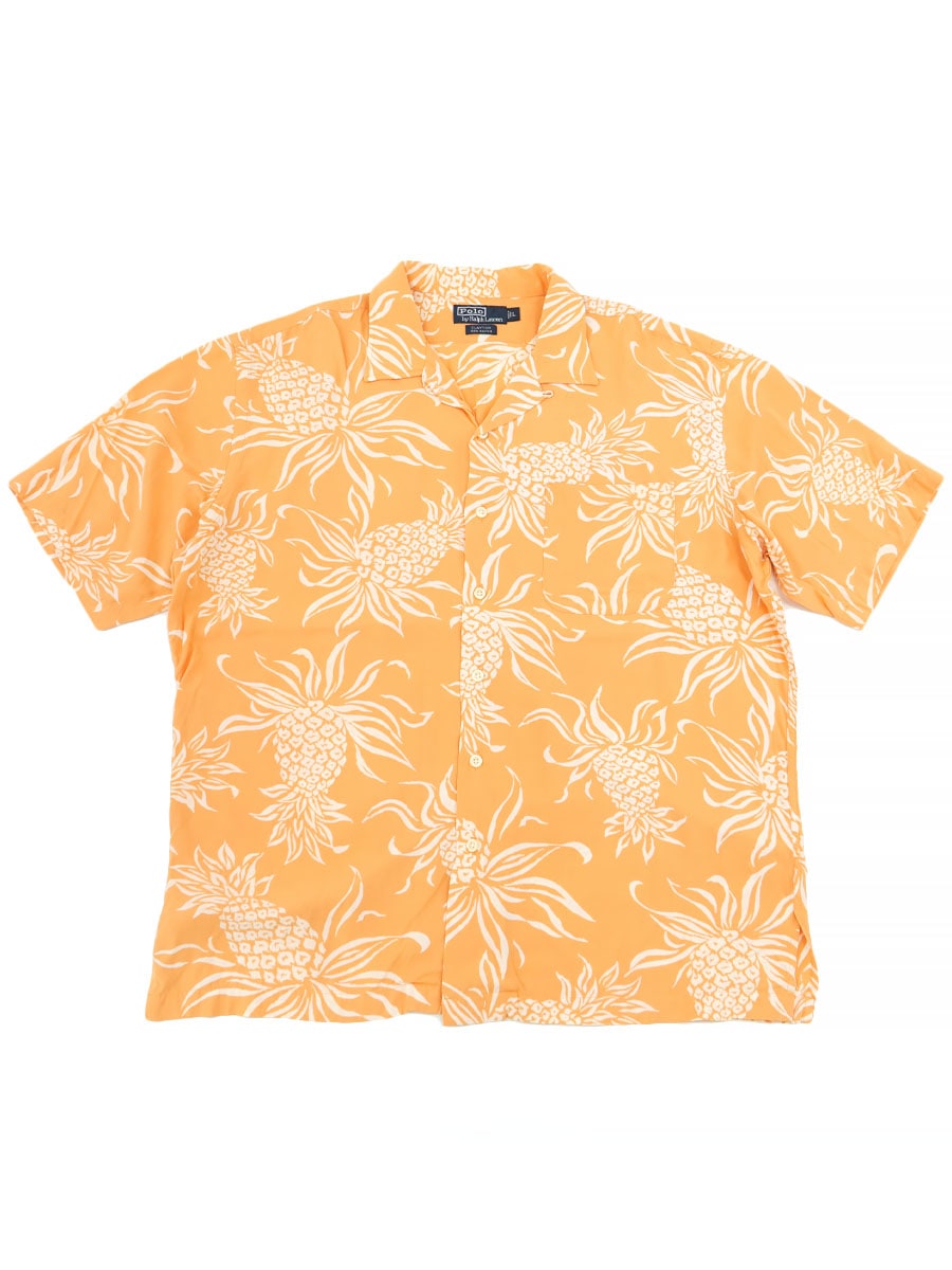 スペシャル 90s ラルフローレン CLAYTON ボタニカル 半袖 シャツ M ラルフローレン CLAYTON 100%RAYON ボタニカル柄 ループカラー 半袖