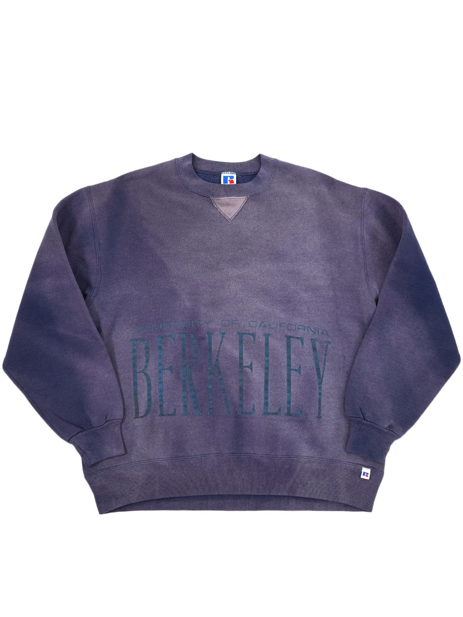 90's RUSSELL ATHLETIC 前V ''BERKELEY'' セットインスリーブスウェット ナス紺 表記(L) USA製