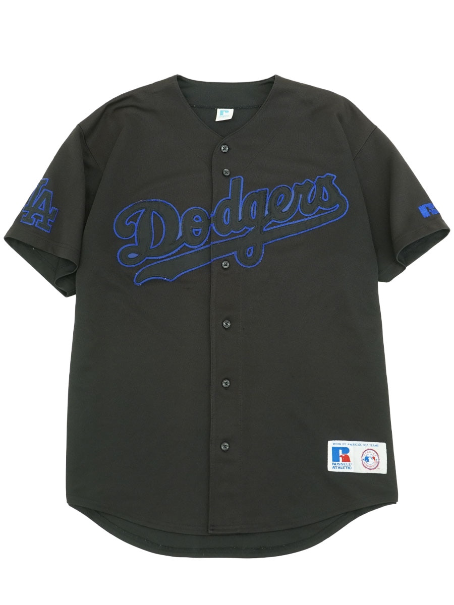 80's～ RUSSELL ATHLETIC ''Dodgers'' ベースボールシャツ ブラック 表記(XL) 