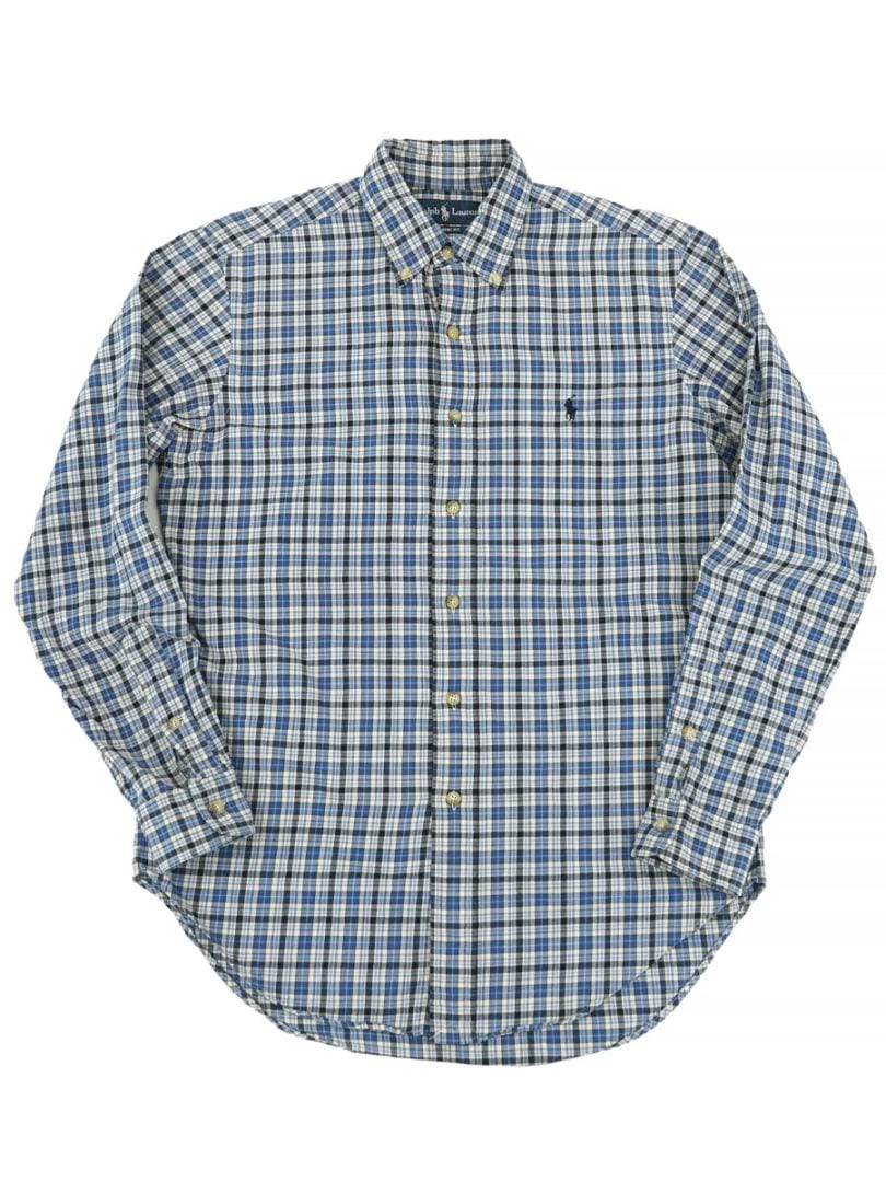ラルフローレン 100%コットン CLASSIC FIT L/S チェック B.D.シャツ 表記(S) 