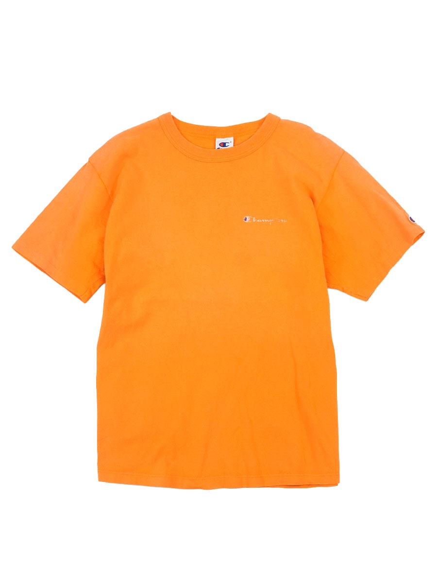 90's チャンピオン スクリプトロゴプリント Tシャツ オレンジ 表記(L) USA製