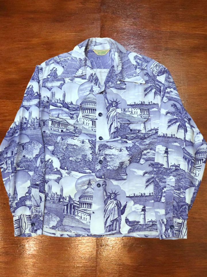 1950s L/S HAWAIIAN SHIRT , Size M