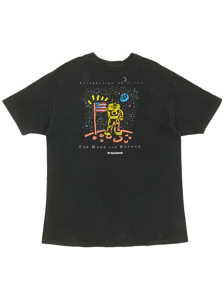 90's Hanes Rockwell ''APOLLO 11 Celebrating 25 Years/THE MOON and BEYOND'' 両面プリント Tシャツ ブラック 表記(XL) 