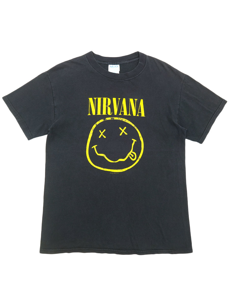 00's M&O NIRVANA ''スマイリーフェイス'' 両面プリント Tシャツ ブラック 表記(M)