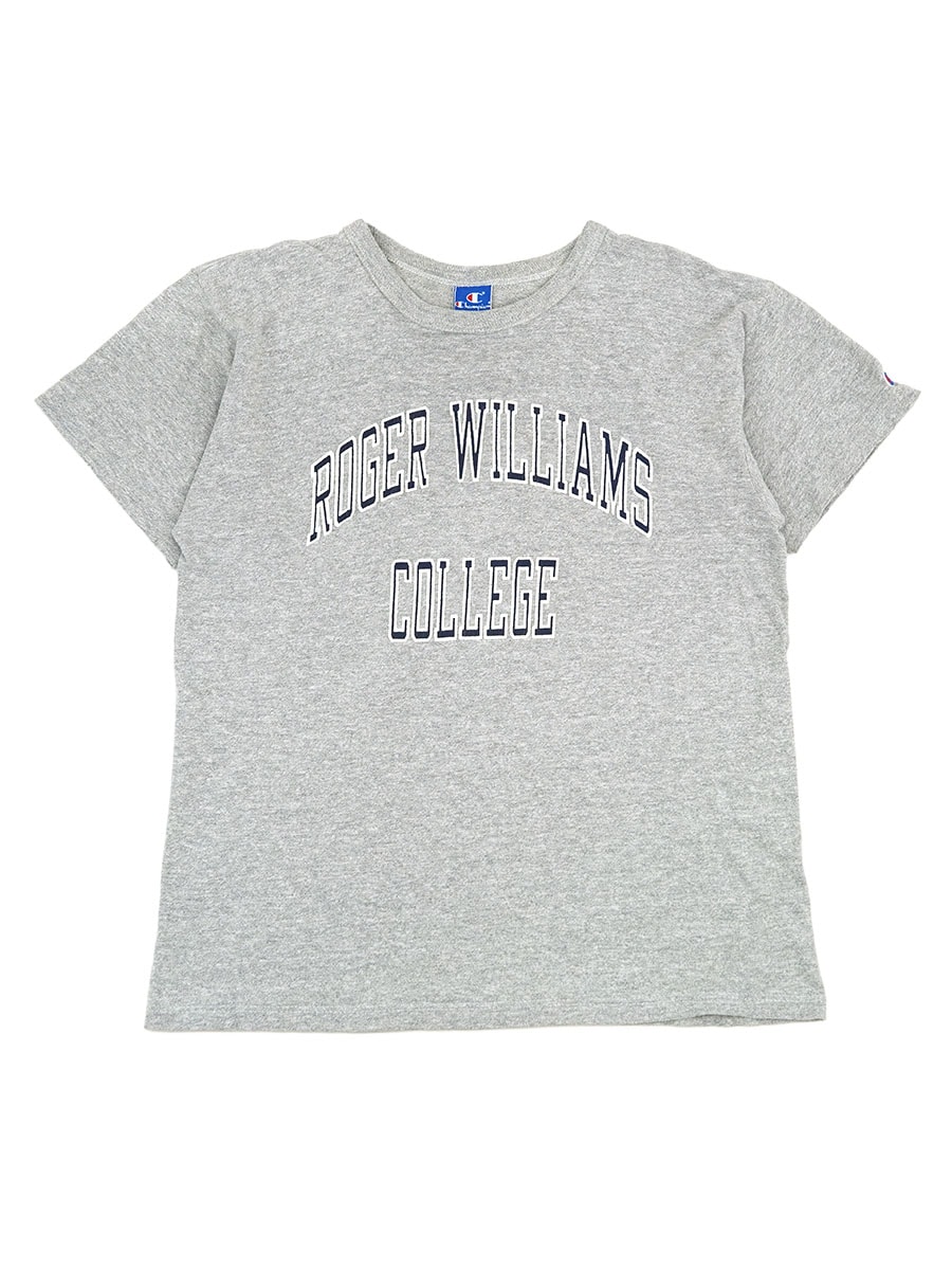 90's 青刺繍タグ チャンピオン ''ROGER WILLIAMS COLLEGE'' Tシャツ グレー 表記(L) USA製