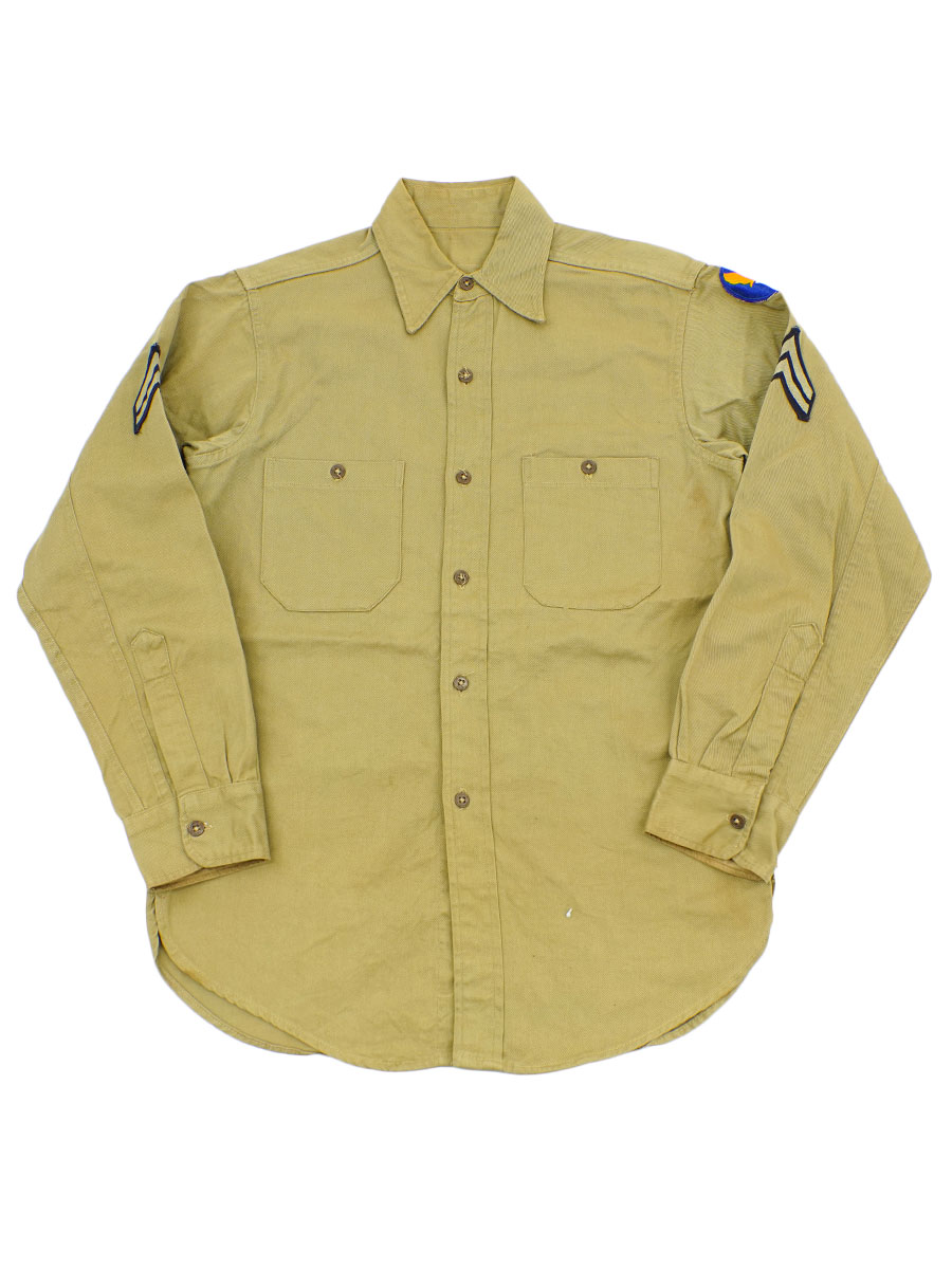 50's U.S.ARMY マチ付き チノシャツ 両肩階級章 実寸(15位)