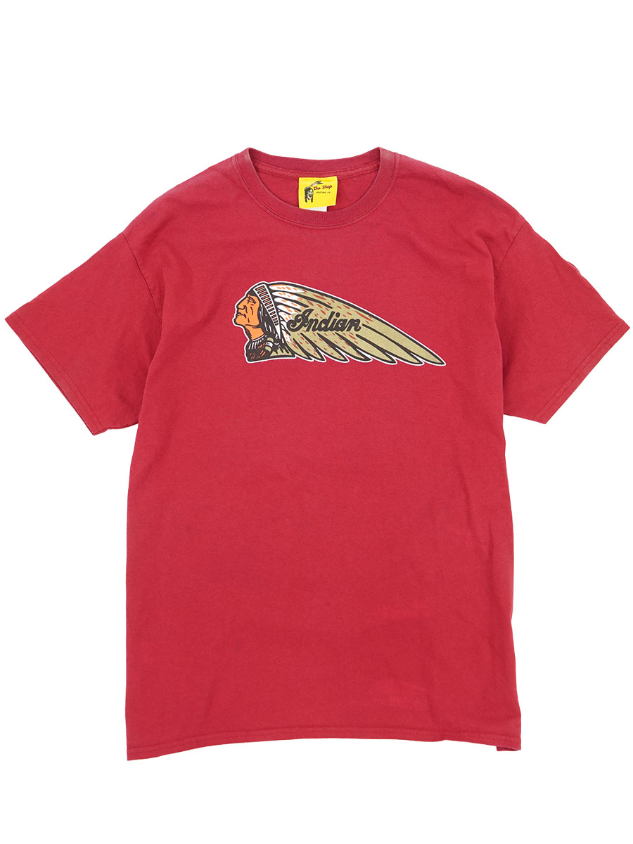 00's The Shop ''Indian Head'' 両面プリントTシャツ ワインレッド