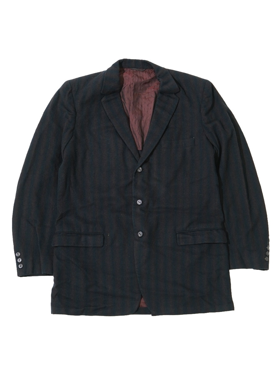 60's CURLEE CLOTHES 黒×茶 ストライプ柄 ウールテーラードジャケット 実寸(M位)