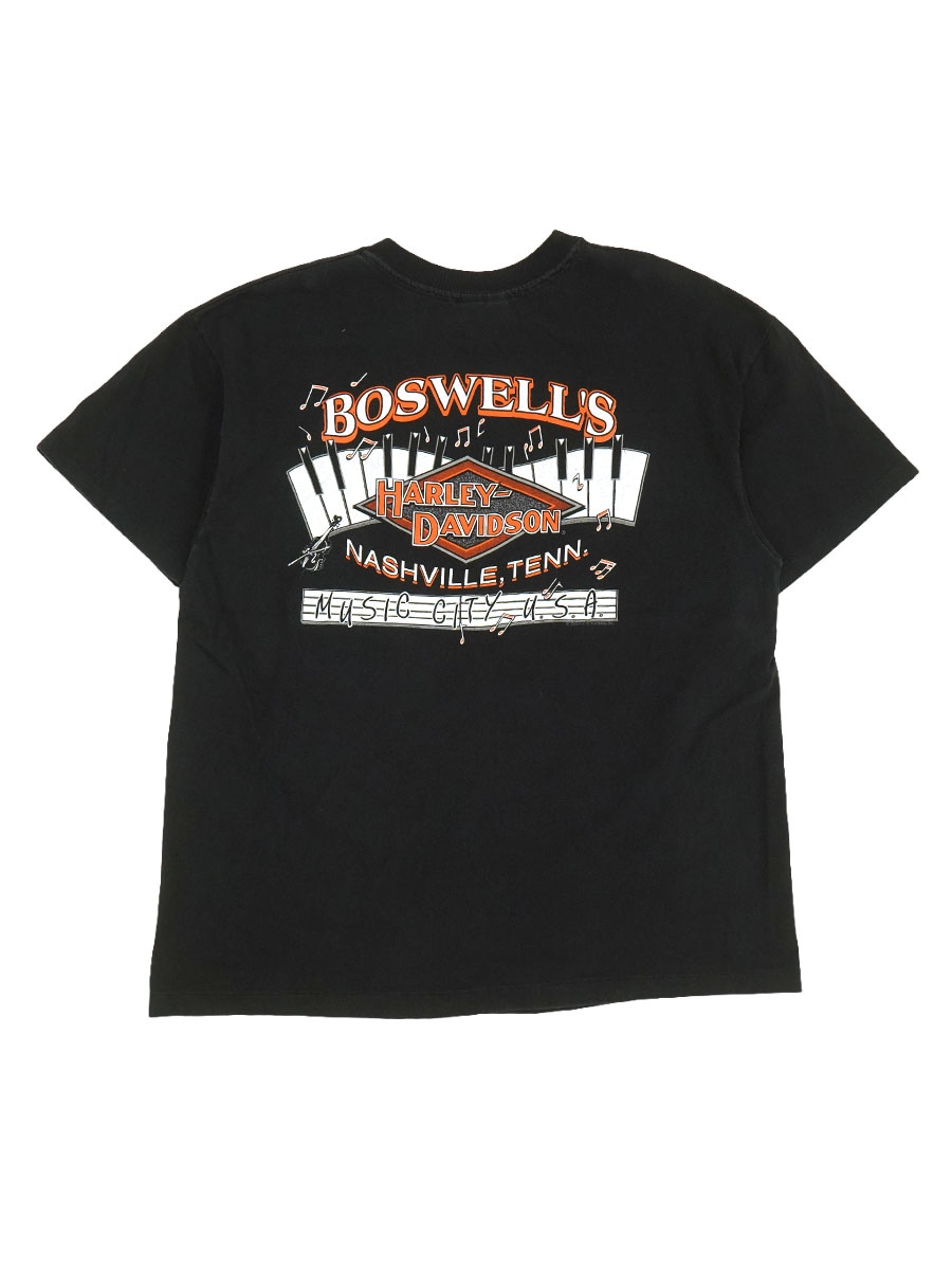 90's ハーレーダヴィッドソン ''BOSWELL'S'' 両面プリント Tシャツ ブラック 表記(XL) USA製