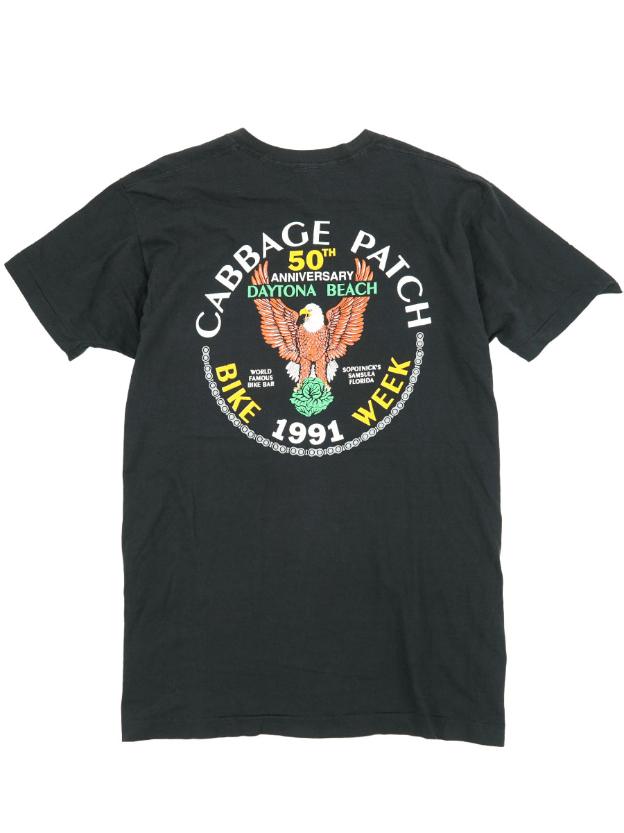90's FRUIT OF THE LOOM ''CABBAGE PATCH BIKE WEEK'' 両面プリント ポケットTシャツ ブラック 表記(XL) USA製 