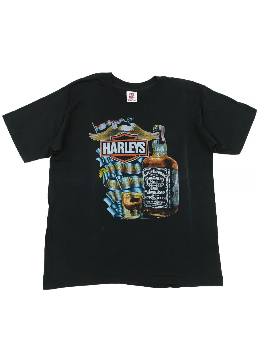 80's HOLOUBEK ハーレーダビッドソン ジャックダニエルモチーフ 両面プリント Tシャツ 表記(XL) USA製
