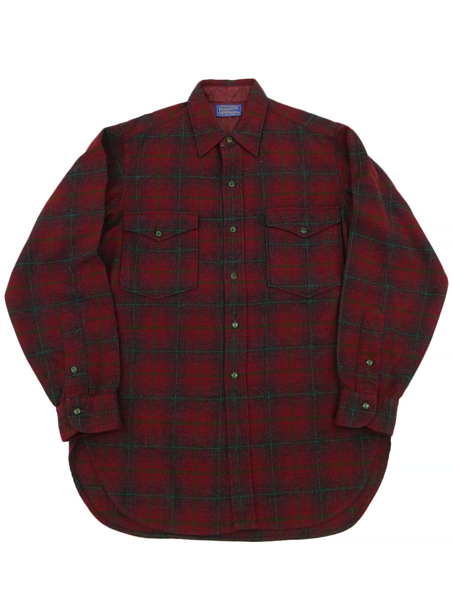 60's PENDLETON レッドベースチェック ウールシャツ 表記(15)