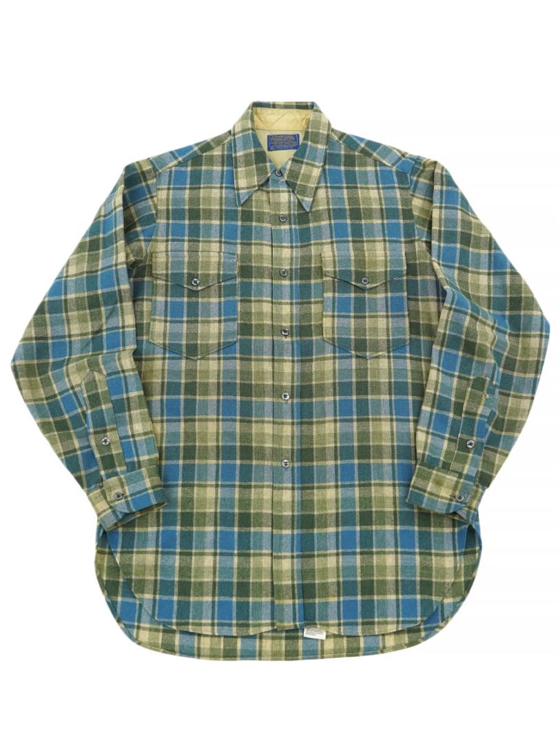70's PENDLETON 好配色チェック ウールシャツ 表記(15 1/2)
